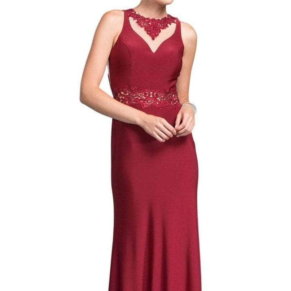 NWT Aspeed Design L1986 Sheer Embellished Prom Dress Red size S